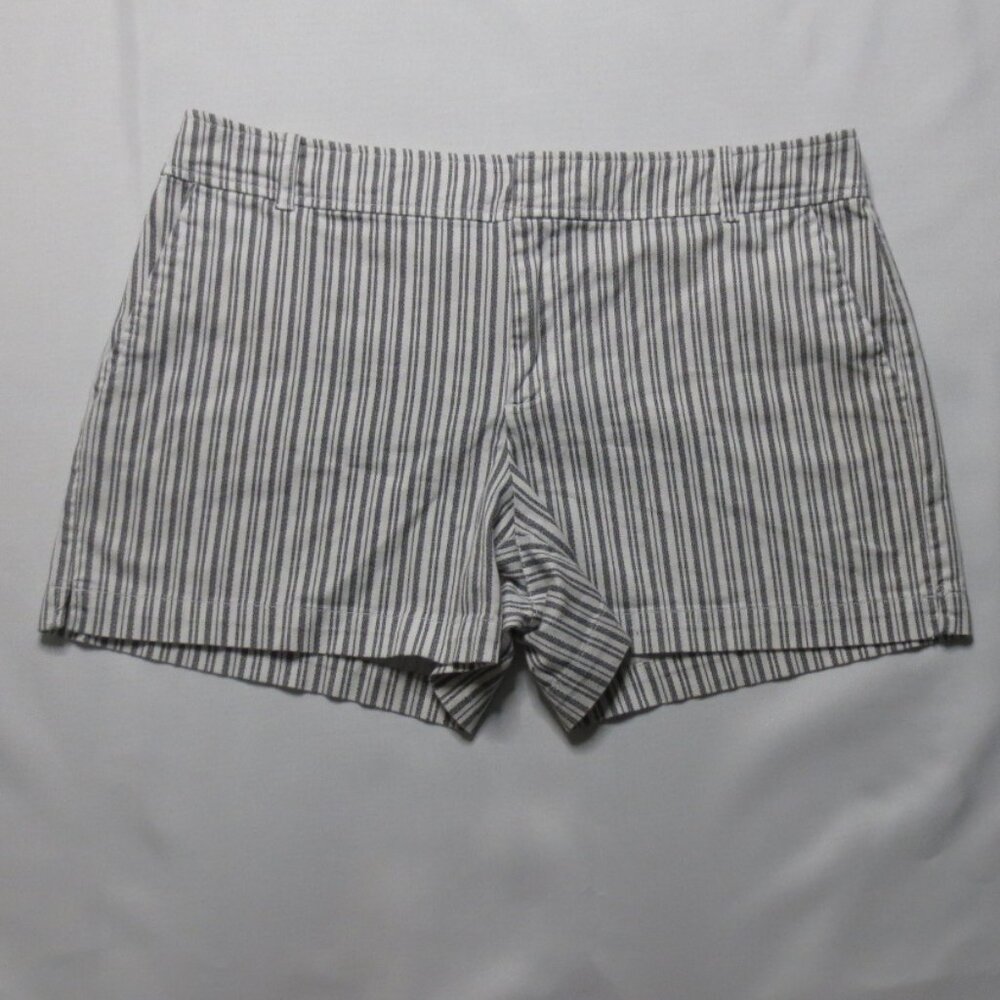 NEW YORK & COMPANY womens SHORTS white GRAY striped MID-RISE summer SIZE 10